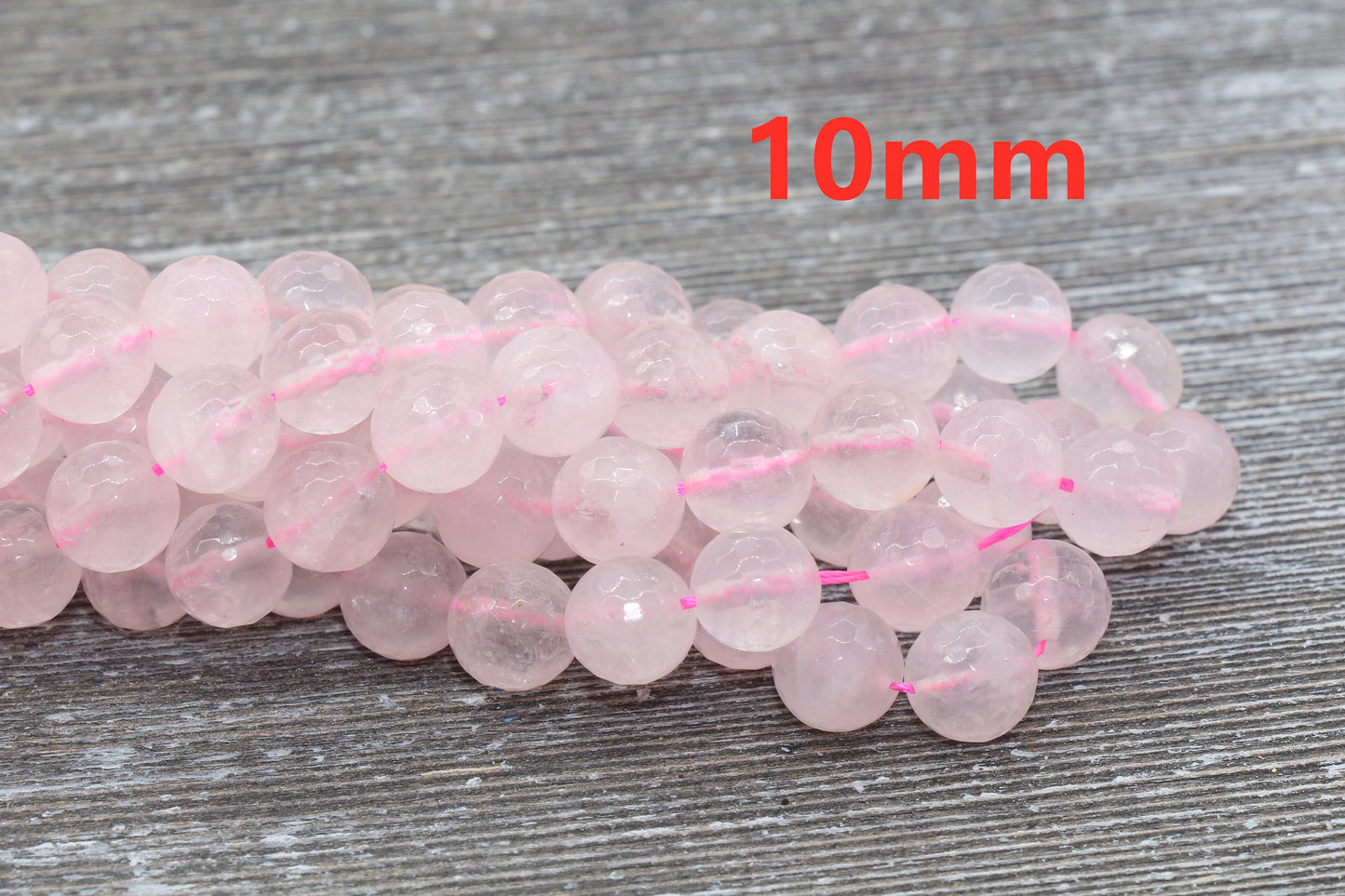 Natural Rose Quartz Beads, Faceted Gemstone Round Beads, Sizes 6mm 8mm 10mm , Full Strand 15.5 inch, #2