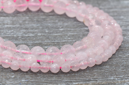 Natural Rose Quartz Beads, Faceted Gemstone Round Beads, Sizes 6mm 8mm 10mm , Full Strand 15.5 inch, #2