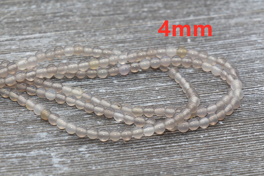 Gray Agate Beads, Natural Gemstone Round Loose Beads, Full Strand 15.5 inch, Size 4mm 6mm 8mm 10mm 12mm #8