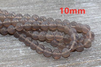 Gray Agate Beads, Natural Gemstone Round Loose Beads, Full Strand 15.5 inch, Size 4mm 6mm 8mm 10mm 12mm #8