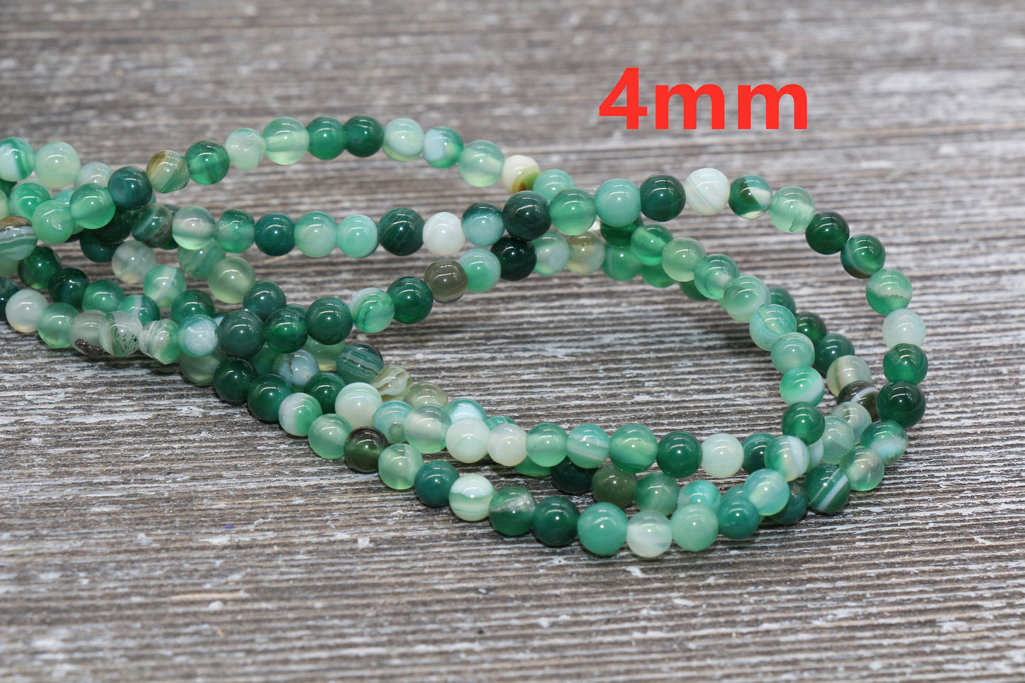 Green Stripe Agate Beads, Natural Gemstone Smooth Round Beads, Sizes 4mm 6mm 8mm 10mm 12mm, Full Strand 15.5 inch, #32