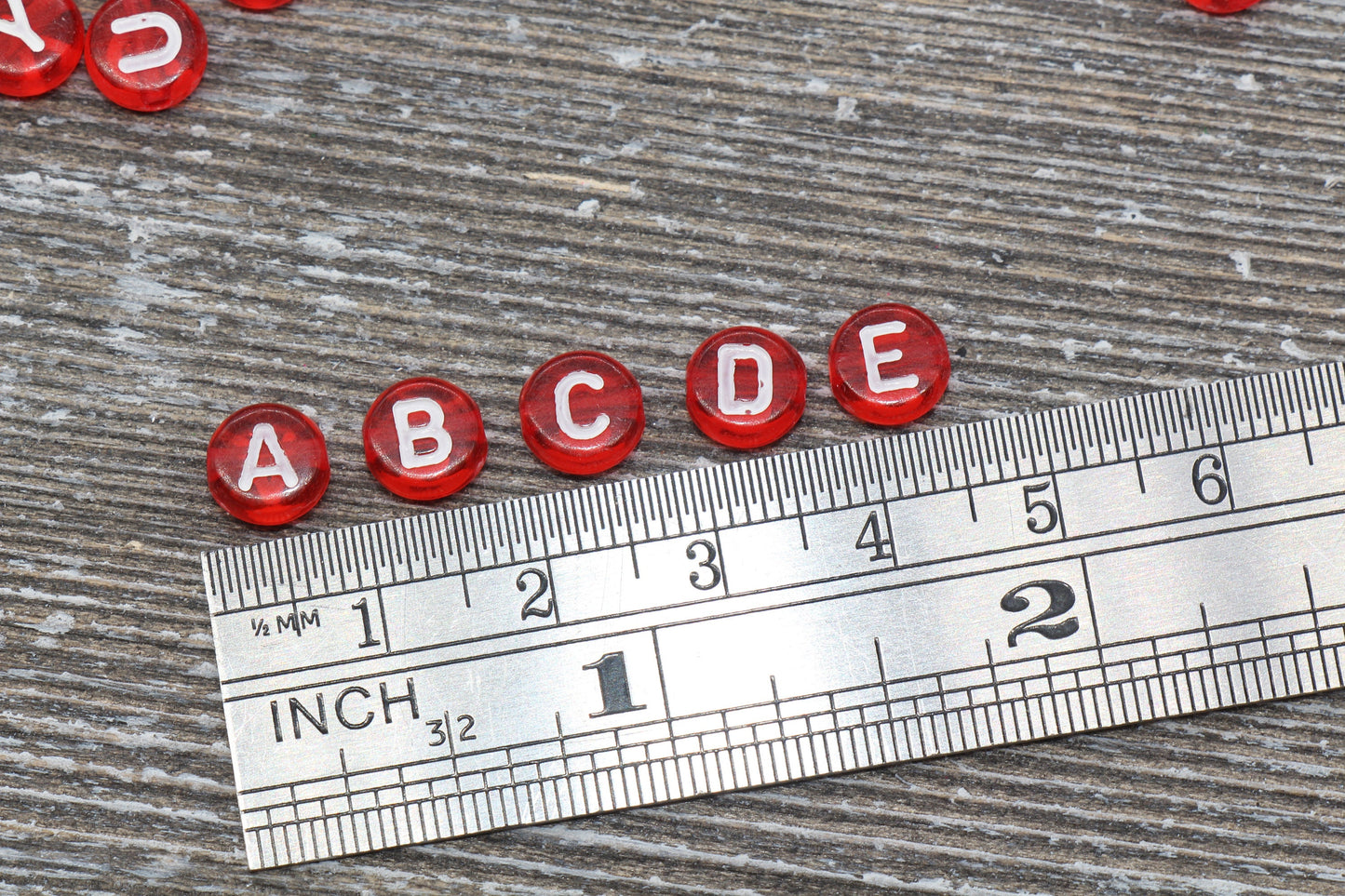 Red Alphabet Letter Beads, Translucent Acrylic Red Letters Beads, Round Acrylic Beads, Mix Letters Beads, Name Beads 7mm #125