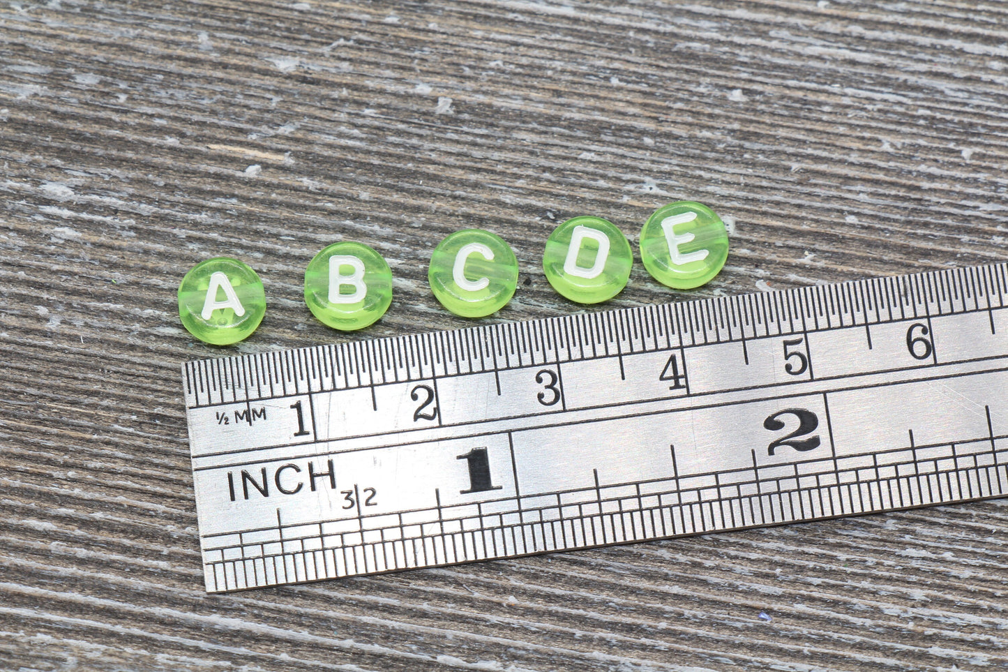 Green Alphabet Letter Beads, Translucent Acrylic Green Letters Beads, Round Acrylic Beads, Mix Letters Beads, Name Beads 7mm #128