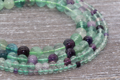 Fluorite Rainbow Beads, Multicolor Fluorite Beads, Natural Gemstone Round Beads, Size 4mm 6mm 8mm 10mm, Full Strand 15.5" #66