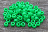 Green Pony Beads, Acrylic Smooth Green Loose Beads, Plastic Bubblegum Beads, Chunky Beads, Spacer Beads #243