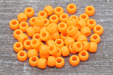 Neon Orange Pony Beads, Acrylic Smooth Orange Loose Beads, Plastic Bubblegum Beads, Chunky Beads, Spacer Beads #246