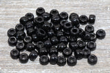 Black Pony Beads, Acrylic Smooth Black Loose Beads, Plastic Bubblegum Beads, Chunky Beads, Spacer Beads #250