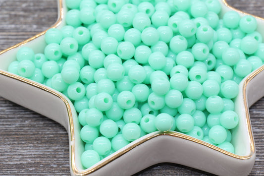 6mm Mint Gumball Beads, Round Acrylic Mint Loose Beads, Bubblegum Beads, Chunky Beads, Bubble Gum Beads, Smooth Plastic Round Beads #266