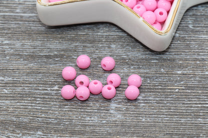 6mm Pink Gumball Beads, Round Acrylic Loose Beads, Bubblegum Beads, Chunky Beads, Bubble Gum Beads, Smooth Plastic Round Beads #276