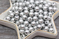 8mm Matte Silver Acrylic Gumball Beads