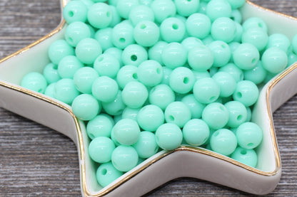 8mm Mint Gumball Beads, Round Acrylic Loose Beads, Bubblegum Beads, Chunky Beads, Bubble Gum Beads, Smooth Plastic Round Beads #288