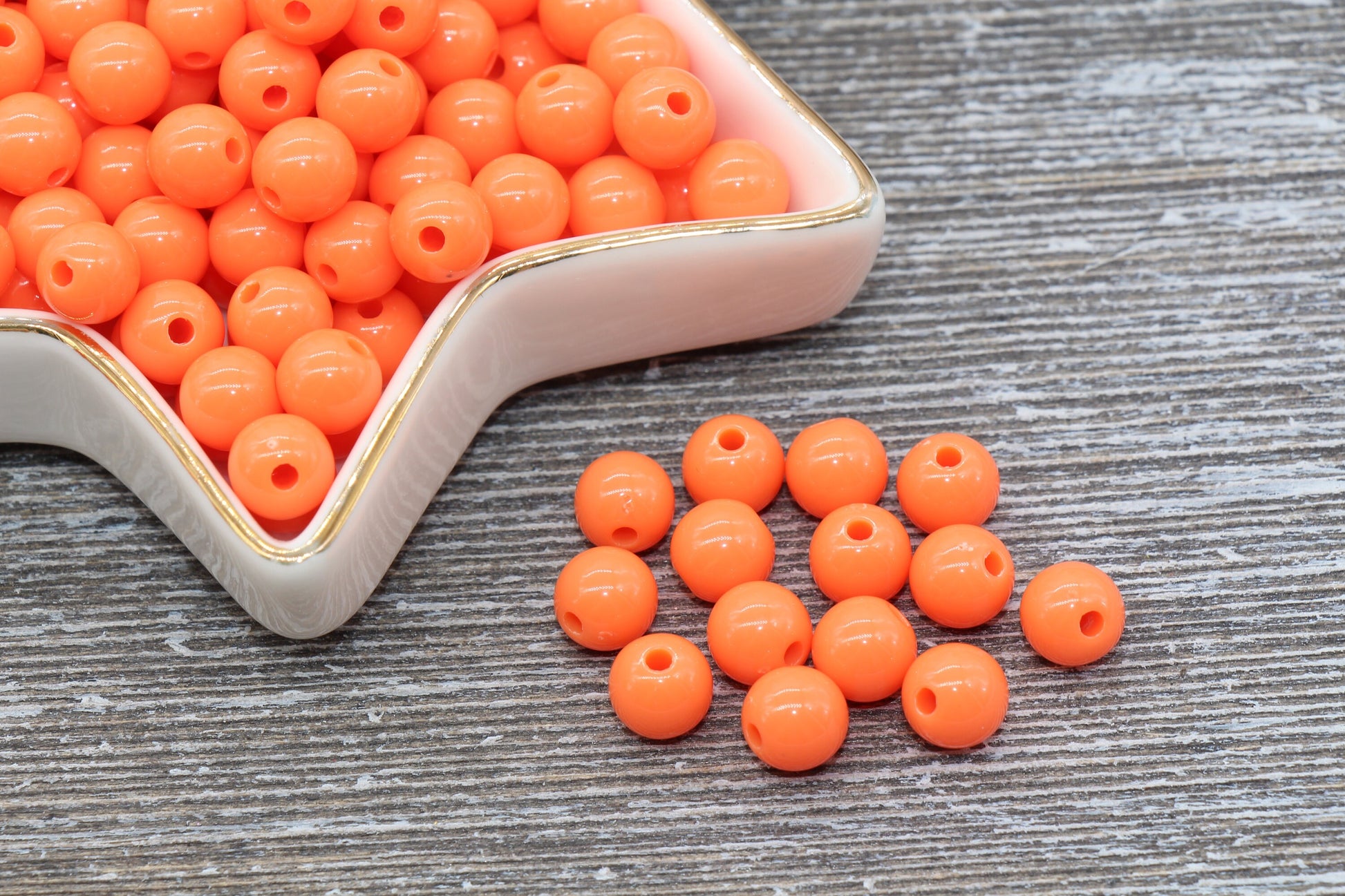 8mm Orange Gumball Beads, Round Acrylic Loose Beads, Bubblegum Beads, Chunky Beads, Bubble Gum Beads, Smooth Plastic Round Beads #289