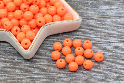 8mm Orange Gumball Beads, Round Acrylic Loose Beads, Bubblegum Beads, Chunky Beads, Bubble Gum Beads, Smooth Plastic Round Beads #289