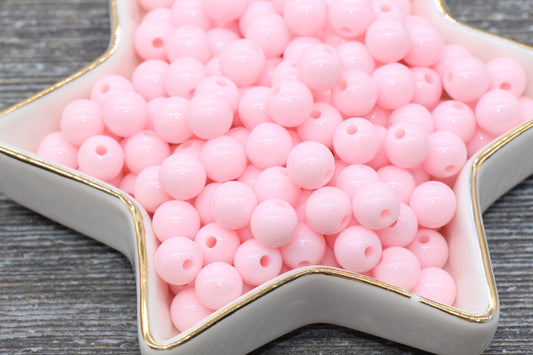 8mm Baby Pink Gumball Beads, Round Acrylic Loose Beads, Bubblegum Beads, Chunky Beads, Bubble Gum Beads, Smooth Plastic Round Beads #291