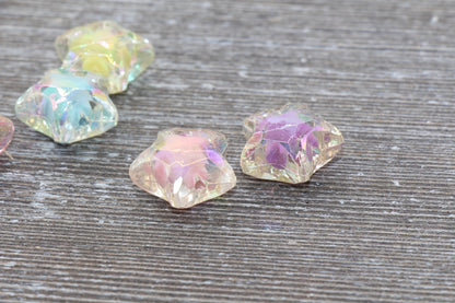 Iridescent Star Beads, AB Color Star Beads, Acrylic Faceted Star Beads, Mixed Color Star Beads, #303