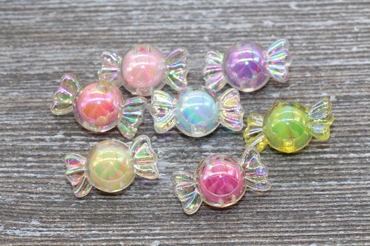 Multicolored Candy Beads, AB Color Candy Beads, Iridescent Acrylic Candies Beads, Mixed Color Candy Beads, #304