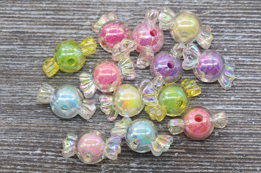 Multicolored Candy Beads, AB Color Candy Beads, Iridescent Acrylic Candies Beads, Mixed Color Candy Beads, #304