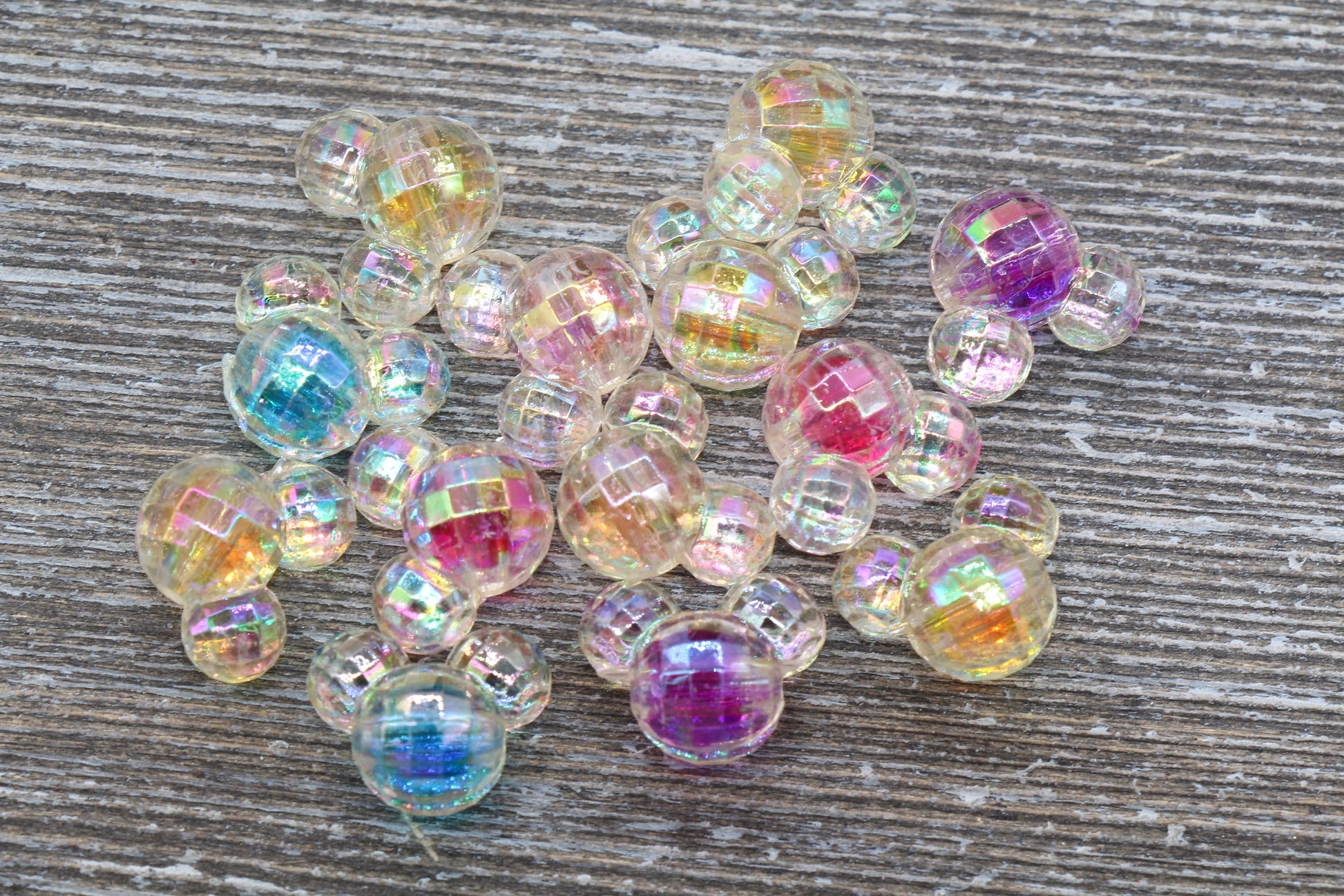 Mouse Ear Beads, Iridescent AB Mouse Beads, Acrylic Mouse Beads, Mixed Color Mouse Beads, #305