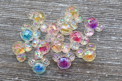 Mouse Ear Beads, Iridescent AB Mouse Beads, Acrylic Mouse Beads, Mixed Color Mouse Beads, #305