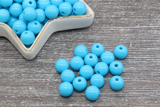 10mm Blue Gumball Beads, Round Acrylic Loose Beads, Bubblegum Beads, Chunky Beads, Gumball Beads, Smooth Plastic Round Beads #321