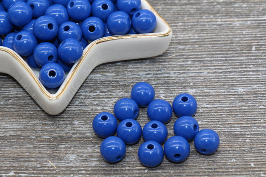 10mm Royal Blue Gumball Beads, Round Acrylic Loose Beads, Bubblegum Beads, Chunky Beads, Gumball Beads, Smooth Plastic Round Beads #329