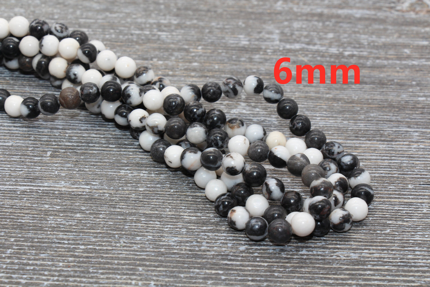 Zebra Jasper Beads, Black and White Zebra Beads, Smooth Gemstones Round Beads, Sizes 4mm 6mm 8mm 10mm,12mm, Full Strand 15.5 inch, #41