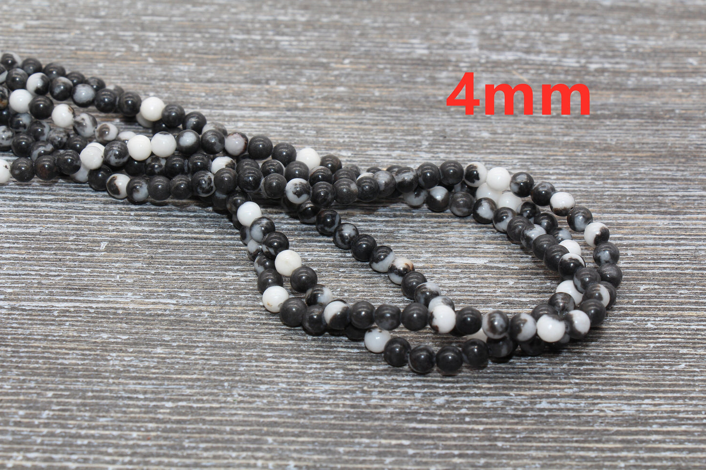 Zebra Jasper Beads, Black and White Zebra Beads, Smooth Gemstones Round Beads, Sizes 4mm 6mm 8mm 10mm,12mm, Full Strand 15.5 inch, #41