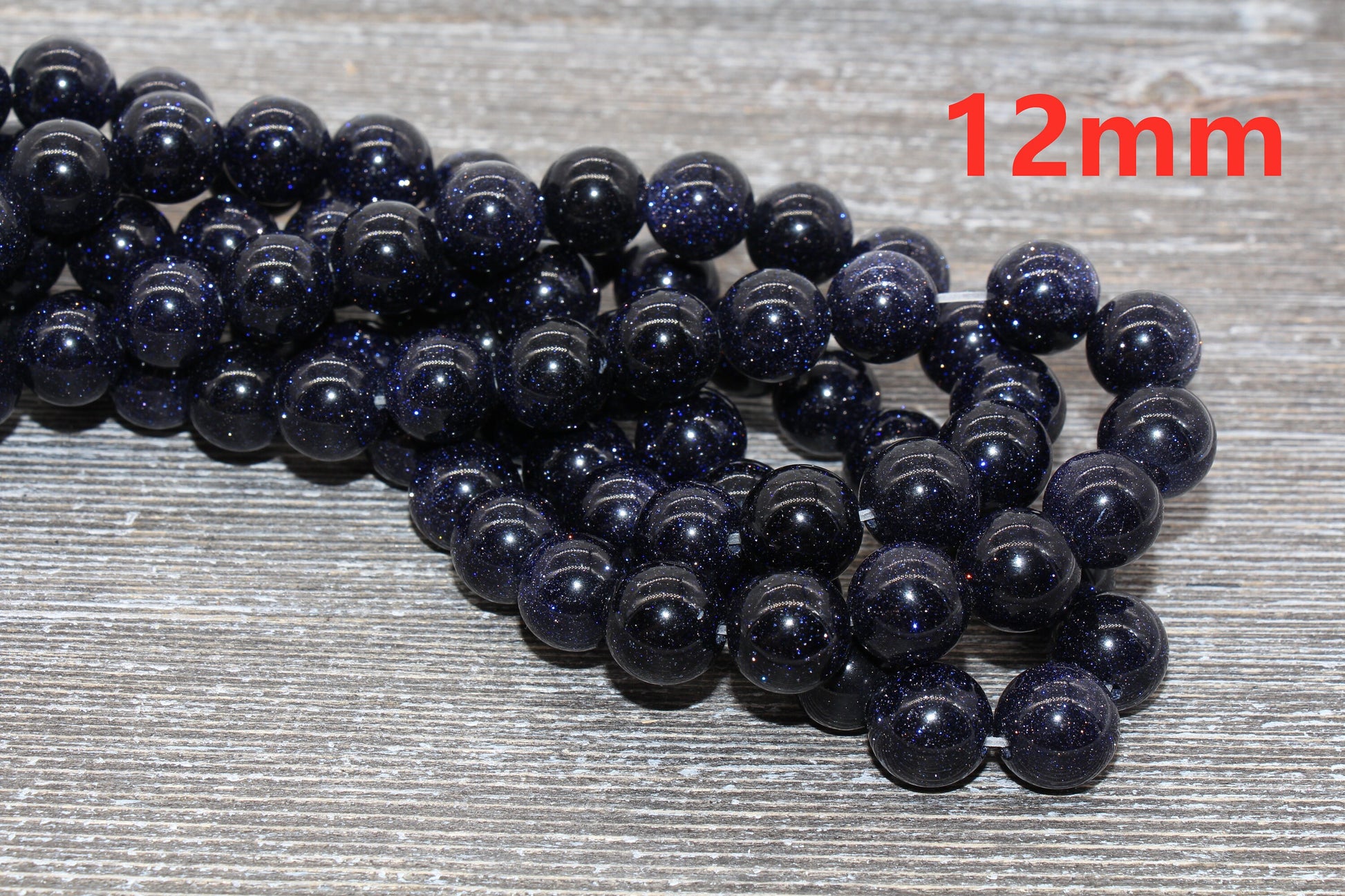Blue Sandstone Beads, Blue Goldstone Beads, Smooth Gemstones Round Beads, Sizes 4mm 6mm 8mm 10mm,12mm, Full Strand 15.5" #46