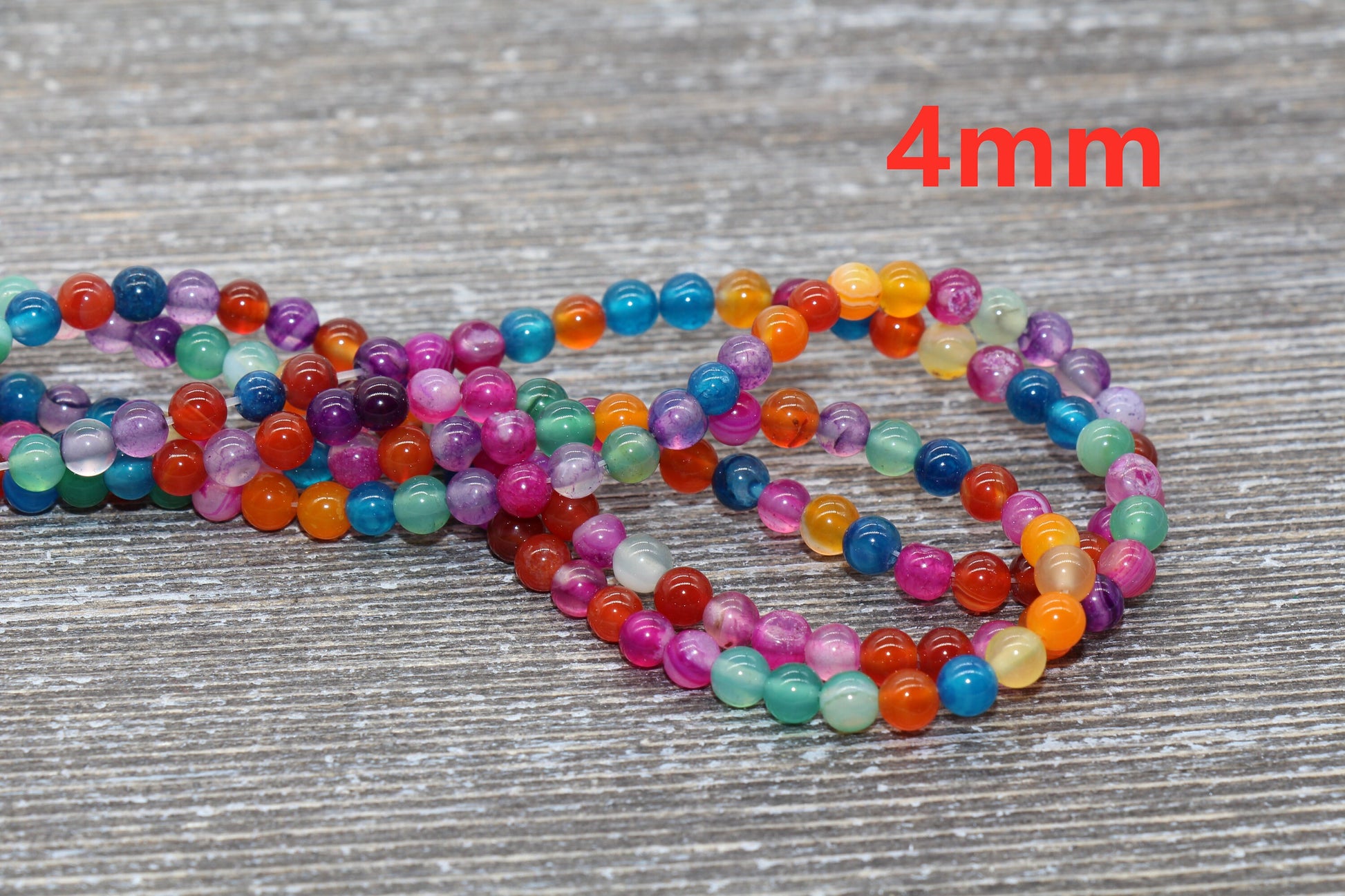 rainbow stripe agate beads, stone beads for bracelets image 3