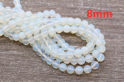 Opalite Beads, Clear Beads, Opal Gemstone Round Loose Beads, Transparent Round Beads, Sizes 4mm 6mm 8mm 10mm, Full Strand 15.5" #52