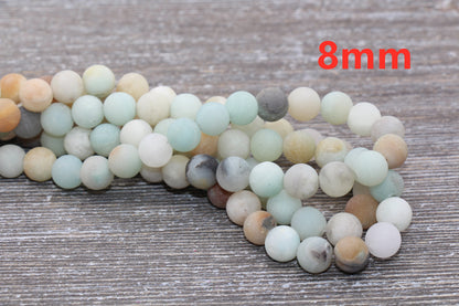 Matte Amazonite Beads, Frosted Amazonite Beads, Gemstones Round Loose Beads, Sizes 4mm 6mm 8mm 10mm,12mm, Full Strand 15.5" #18