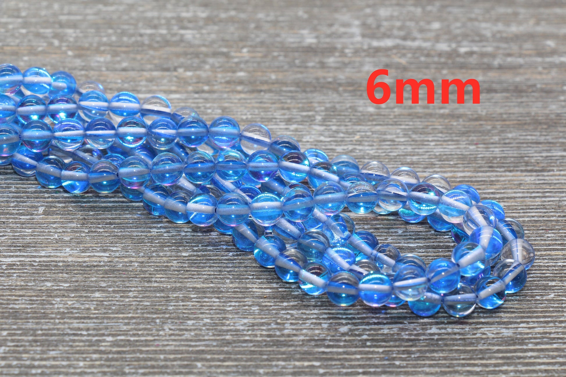 Royal Blue Mystic Aura Quartz Beads, Holographic Gemstone Round Loose Beads, Iridescent Beads, Sizes 6mm 8mm 10mm 12mm, Full Strand #54