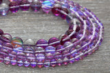 Purple Mystic Aura Quartz Beads, Holographic Gemstone Smooth Round Loose Beads, Iridescent Beads, Sizes 6mm 8mm 10mm 12mm, Full Strand #59
