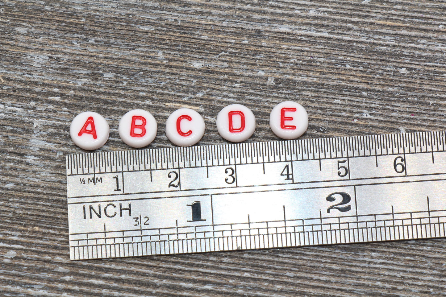 White and Red Alphabet Letter Beads, Acrylic White Letters Beads, Round Acrylic Beads, Mixed Letter Beads, Plastic Name Beads 7mm #352