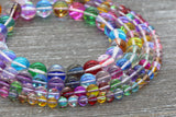Multicolored Mystic Aura Quartz Beads, Holographic Gemstone Smooth Round Loose Beads, Iridescent Beads, Sizes 6mm 8mm 10mm 12mm, #115