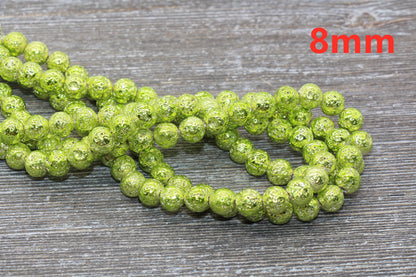Lava Beads, Green Plating Volcanic Rock Beads, Round Gemstone Beads, Electroplated, Sizes 6mm, 8mm 10mm, Full Strand 15.5 #120