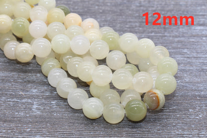 Jade Beads, Natural Gemstone Round Beads, Sizes 4mm 6mm 8mm 10mm 12mm, Full Strand 15.5" #104