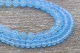 Blue Jade Beads, Smooth Gemstone Round Loose Beads, Sizes 6mm 8mm 10mm, Full Strand 15.5" #128