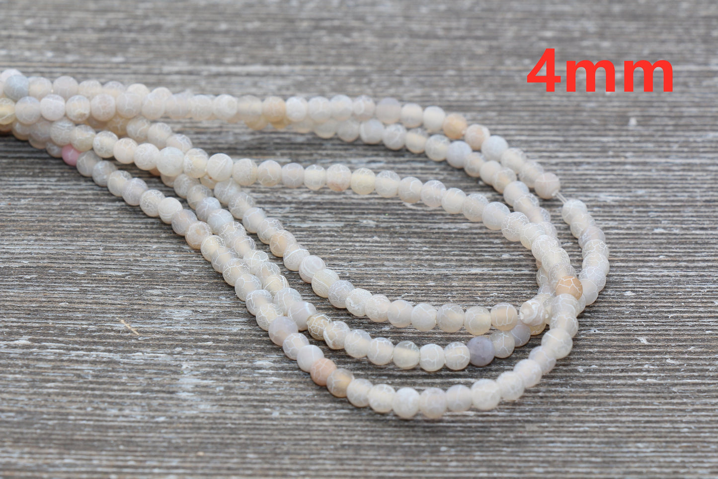 Gray Effloresce Agate Beads, Crackled Agate Bead, Frosted Round Matte Gemstone Loose Beads, 4mm 6mm 8mm 10mm 12mm, Full Strand, #129