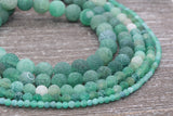 Green Effloresce Agate Beads, Frosted Agate Beads, Crackled Agate Bead, Round Matte Gemstone, 4mm 6mm 8mm 10mm 12mm, Full Strand 15.5 #109