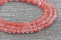 cherry quartz faceted gemstone beads, faceted beads for bracelets