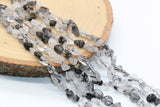 Black Rutilated Quartz Beads, Rutilated Gemstone Nugget Beads, Loose Beads, Pebble Nugget Beads, Size 6mm-7mm #7