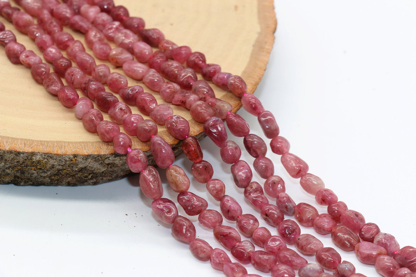 Pink Tourmaline Beads, Tourmaline Gemstone Nugget Beads, Loose Beads, Pebble Nugget Beads, Size 5mm-6mm #23