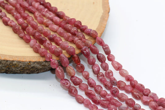 Pink Tourmaline Beads, Tourmaline Gemstone Nugget Beads, Loose Beads, Pebble Nugget Beads, Size 5mm-6mm #23