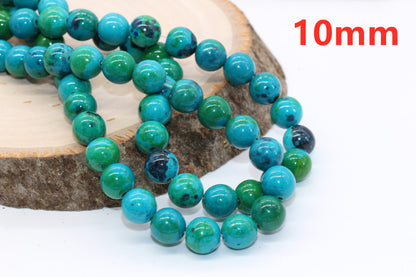 Chrysocolla Beads, Gemstone Smooth Round Beads, Size 4mm 6mm 8mm 10mm 12mm, Full Strand 15.5 inch, #138