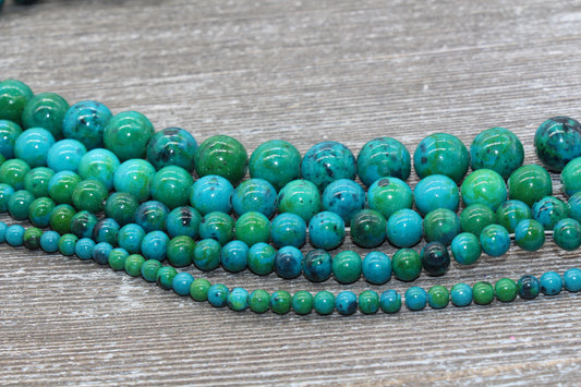 Chrysocolla Beads, Gemstone Smooth Round Beads, Size 4mm 6mm 8mm 10mm 12mm, Full Strand 15.5 inch, #138