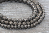 Lava Beads, Gun Metal Plating Volcanic Rock Beads, Round Gemstone Beads, Electroplated, Sizes 6mm, 8mm 10mm, Full Strand 15.5 #139