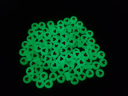 Glow in Dark Heart Beads, Black Heart Plastic Round Beads, Acrylic round Beads, Size 7mm #502