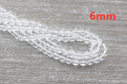 Clear Quartz Beads, Smooth Gemstone Round Loose Beads, Sizes 4mm 6mm 8mm 10mm, Full Strand #155