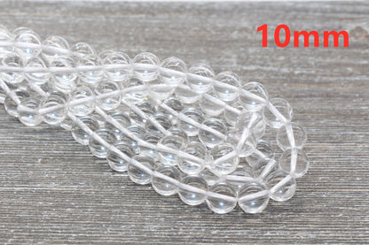 Clear Quartz Beads, Smooth Gemstone Round Loose Beads, Sizes 4mm 6mm 8mm 10mm, Full Strand #155